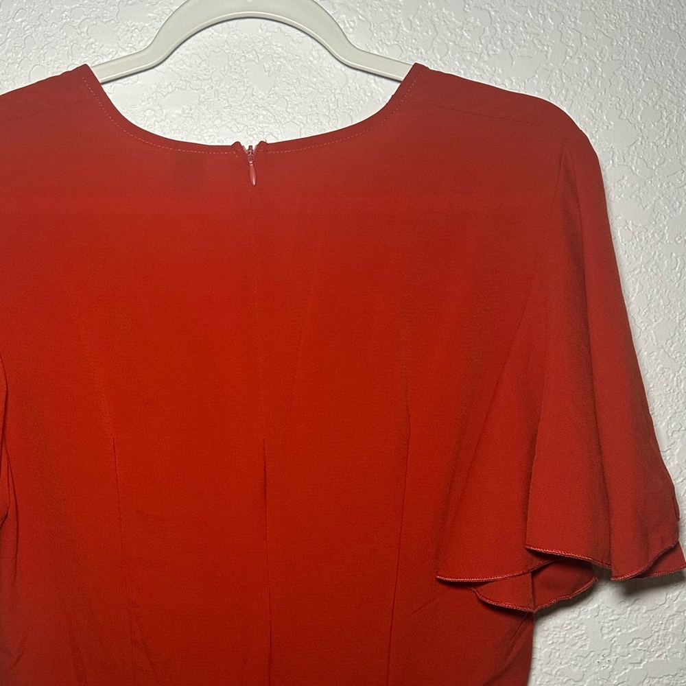 Elegant Orange Midi Classic Pinup Inspired Short Sleeve Women’s Dress Size Large - Picture 8 of 9